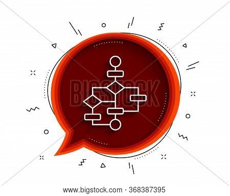 Block Diagram Line Icon. Chat Bubble With Shadow. Path Scheme Sign. Algorithm Symbol. Thin Line Bloc