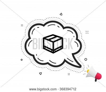 Parcel Box Icon. Quote Speech Bubble. Logistics Delivery Sign. Package Tracking Symbol. Quotation Ma