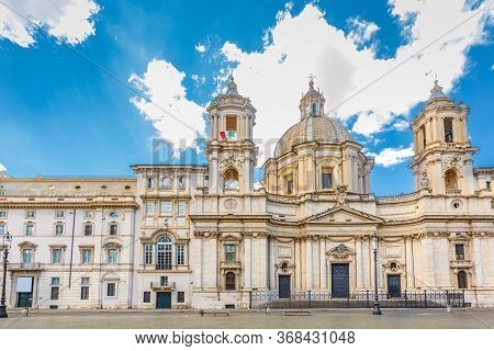 Santa Agnese In Agone, 17th-century Baroque Church In Rome, Italy. It Faces Onto The Piazza Navona, 