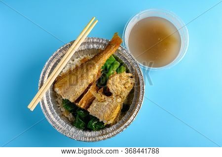 Top View Larimichthys Or Little Yellow Croaker Fast Food Horizontal Composition