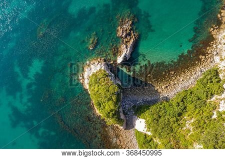 An aerial view of Hahei Beach New Zealand
