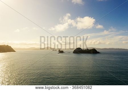 An aerial view of Hahei Beach New Zealand