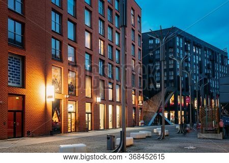 Tallinn, Estonia - December 5, 2016: View Of Historical Rotermann City In Evening Illuminations. Rot