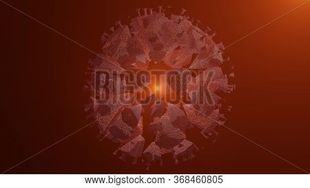 Dead Corona Virus Or Virus Destruction After Medical From Vaccine On Red Background. 3d Render