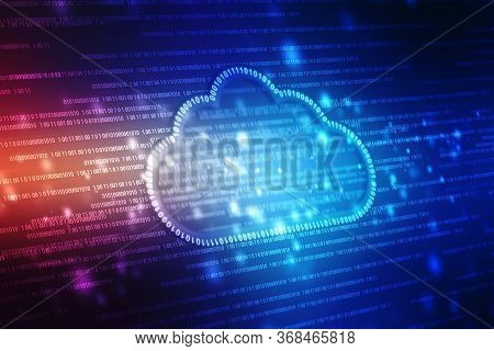 Digital Illustration Of  Cloud Computing Concept, Cloud Internet Technology Concept Background, Clou