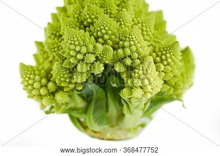 Texture Of Fresh Romanesco Broccoli Cabbage, Natural Food Background. Romanesco Cabbage Isolated On 