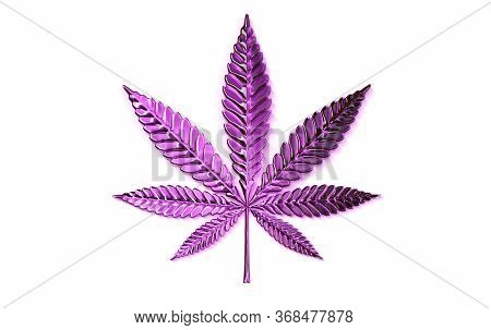 Cannabis Leaf Isolated On White Background. 3d Render