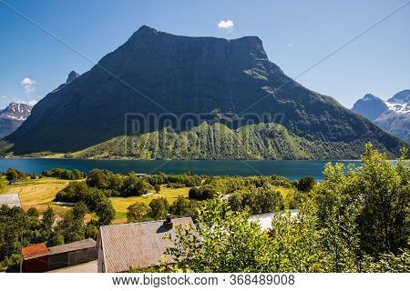 The Hjorundfjord And The Sunnmore Alps Near Trandal, More Og Romsdal, Norway.