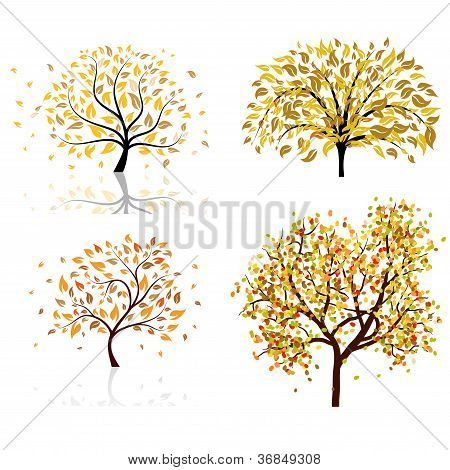 Satz von vier Herbst Baum
