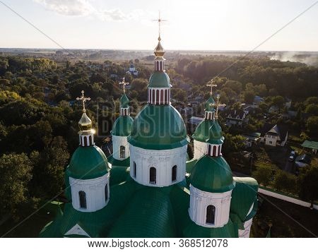 Aerail View To Cathedral Nativity Blessed Virgin In Kozelets, Chernihiv Region, Ukraine