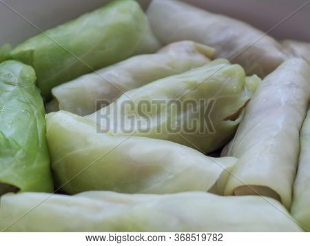 Cabbage Rolls With Beef, Rice And Vegetables. Stuffed Cabbage Leaves With Meat. Dolma, Sarma, Sarmal