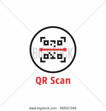 Minimal Qr Code Scan Badge. Concept Of Technology For Instant Payment Or Tech Pay Method Without Mon