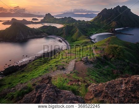 Hiking Up The Padar Island Viewpoint At Sunset