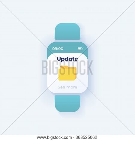 Files Update Smartwatch Interface Vector Template. Device Organizer Mobile App Notification Day Mode