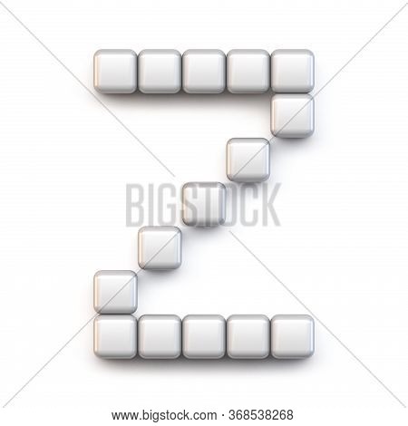 White Cube, Pixel Font Letter Z 3d Render Illustration Isolated On White Background