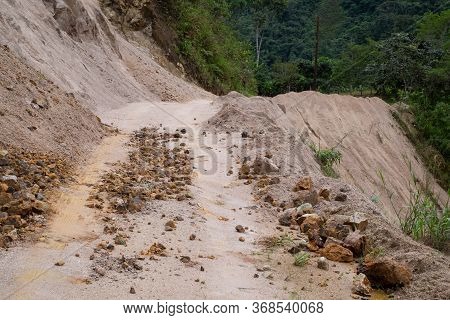 East Entrance At Podocarpus National Park, Ecuador, After A Landslide