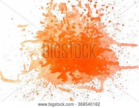Vector Watercolor Background Orange Splashes Isolated On White Background, Stock Vector Illustration