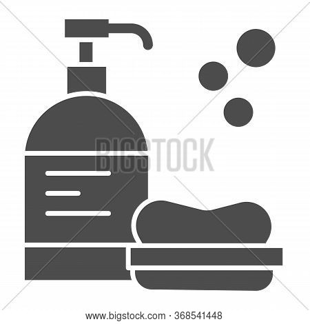 Licquid Gel And Soap Solid Icon, Personal Hygiene Concept, Hand Soap And Lotion Sign On White Backgr