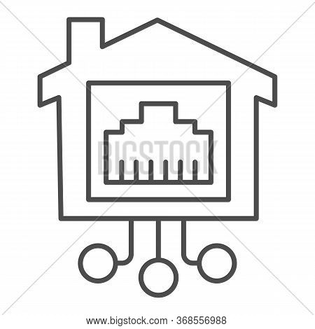Internet Socket In Smart House Thin Line Icon, Smart Home Concept, Technology Sign On White Backgrou