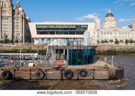 LIVERPOOL,UK - AUGUST 5,2019 : The Mersey Ferries terminal in Liverpool Pier Head