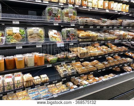 Orlando,fl/usa -5/4/20:  The Premade Food Refridgerated Case At A Publix Grocery Store In Orlando, F