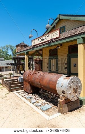 Old Poway Park And Village With Poway Midland Railroad Train Station, Poway, California, Usa. April 