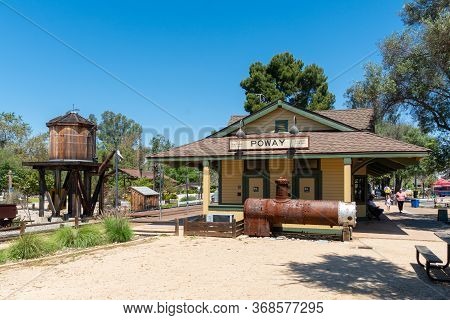 Old Poway Park And Village With Poway Midland Railroad Train Station, Poway, California, Usa. April 