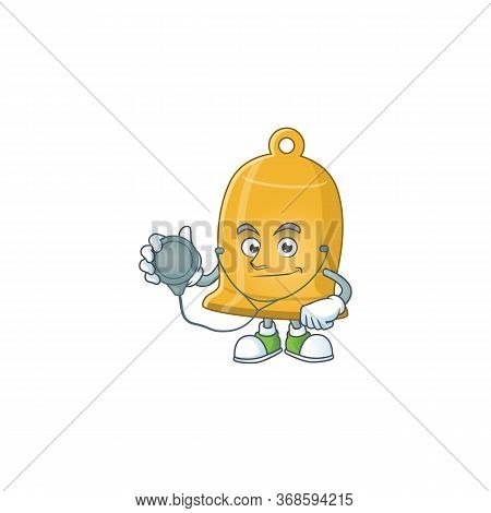 Cartoon Character Of Bell Dedicated Doctor Work With Stethoscope
