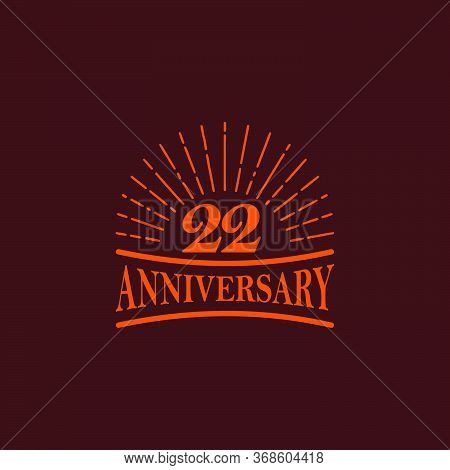 22nd Year Anniversary Logo Design Vector Template