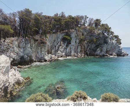 Amarantos Beach At Skopelos Island At The Sporades In Greece