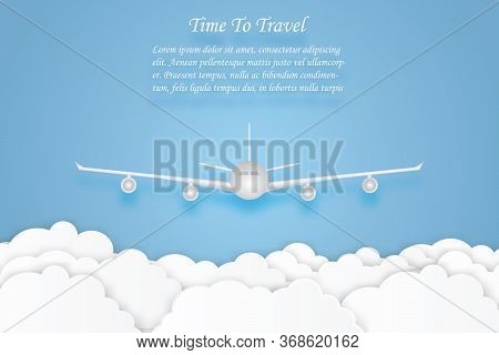 Love To Travel Airplane Flying With Blue Sky And Cloud Air Transportation Concept Copy Space For Tex