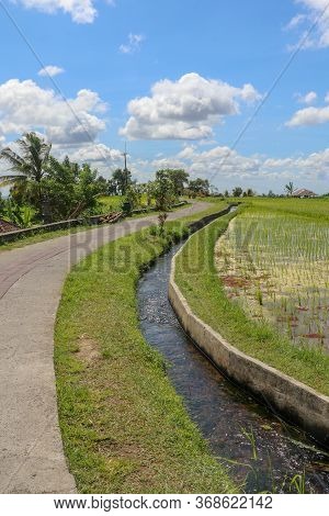 Irrigation Canal Called Subak, A Traditional Way Of Bringing Water To The Fields And Rice Terraces I
