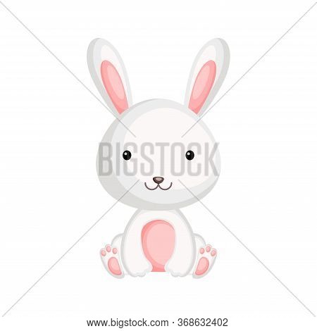 Cute Little Rabbit Sitting. Adorable Cartoon Animal Character For Decoration And Design Of Album, Sc