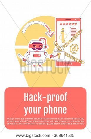 Bad Bot Poster Flat Silhouette Vector Template. Personal Information Stealing Brochure, Booklet One 