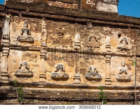 Ancient Stucco Patterns ,wat Chet Yot Temple,b.e. 1998 King Bhumibol Adulyadej The 9th King Of The M