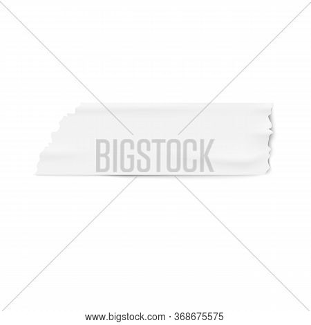 Adhesive Or Masking White Tape Piece 3d Realistic Vector Illustration Isolated.
