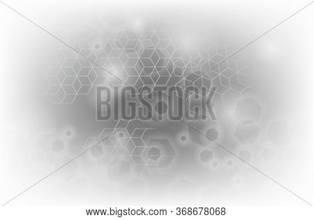 Hexagon Black And White Wallpaper For Copy Writing Space, Honeycomb Science Fiction Concept Design