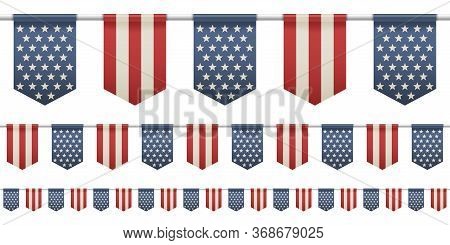 Design Elements For 4th Of July, Memorial Day, Presidential Election. Set Of Patriotic Bunting Flags
