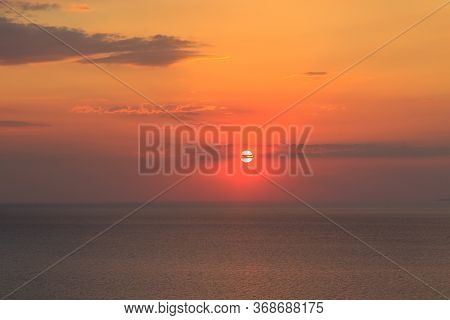 Fiery Summer Sunset Over The Marmara Sea / Turkey