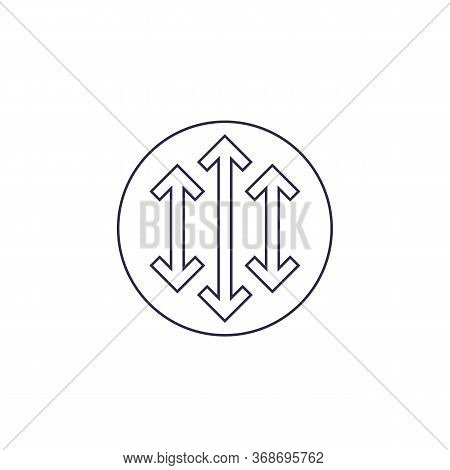 Arrows Pointed In Two Directions, Line Icon On White, Eps 10 File, Easy To Edit