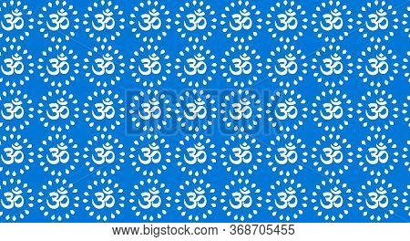 Rajasthani Bagru Block Print Om Seamless Pattern Textile Design White On Indigo