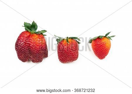 Strawberries On A White Background Isolate. Juicy Red Strawberry