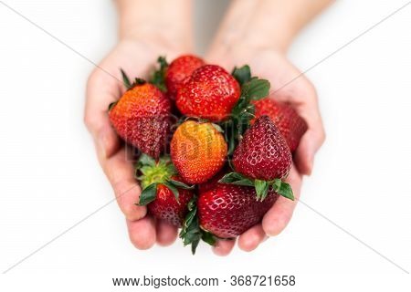 Strawberries On A White Background Isolate. Juicy Red Strawberry