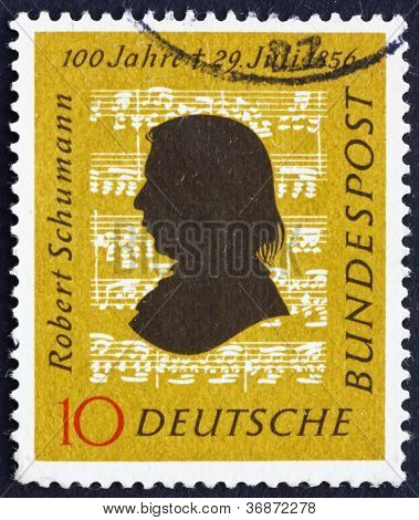 Estampilla Alemania 1956 Robert Schumann