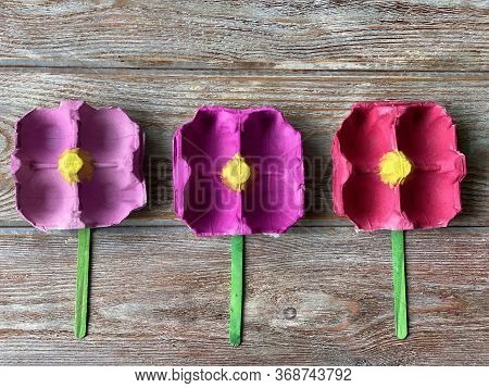 Three Pink Flowers, Childrens Master Class From Processing, A Box Of Eggs