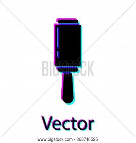 Black Adhesive Roller For Cleaning Clothes Icon Isolated On White Background. Getting Rid Of Debris,