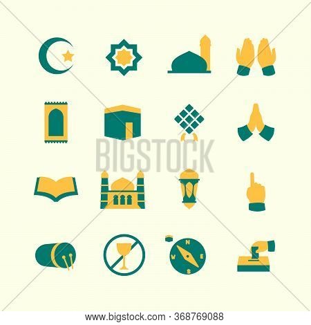 Ramadan Icon Set Collection Package With Various Shape And Dual Tone Style Vector Illustration