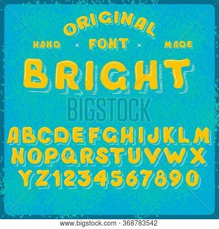 Vintage Funny Vector Alphabet With Texture. Vintage Handmade Font.