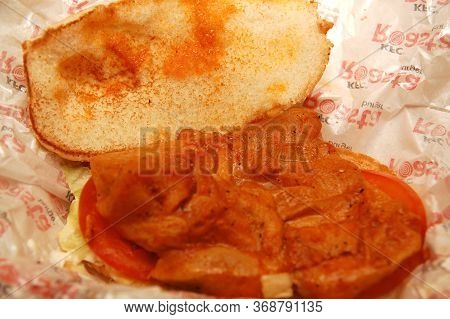 Mandai, Sg - Apr 6 - Kfc Roasta Chicken Spicy Burger On April 6, 2012 In Mandai, Singapore.