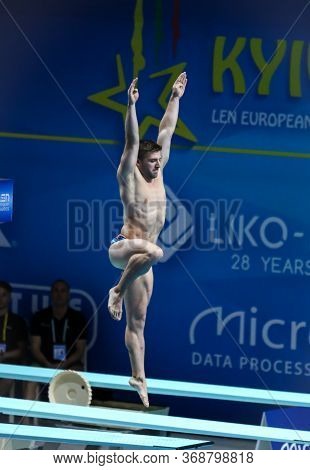 Kyiv, Ukraine - August 7, 2019: Alex Jandard Of France Performs During Mens 1m Springboard Final Of 